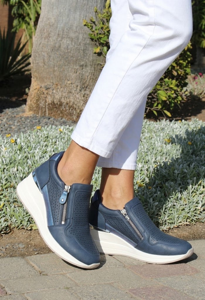 Bianca Side Zip Wedge Trainer