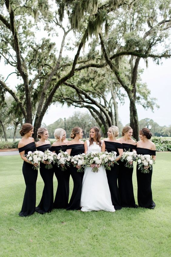 Black Bridesmaid Dress 2021 Crepe Satin Strapless Maxi Dress