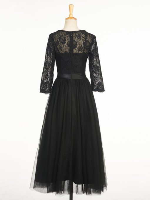 Black Lace Tulle Homecoming Dress 2020 Halloween Dress with 3/4 Sleeves