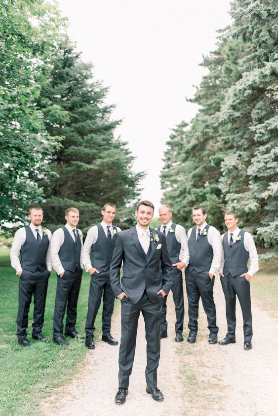 Black Satin Groomsmen Vest Made to Order Wedding Men's Waistcoat V-neck 2 Pockets 4 Buttons