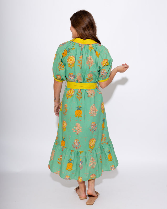 Blossom Stitch V-Neck Midi Dress