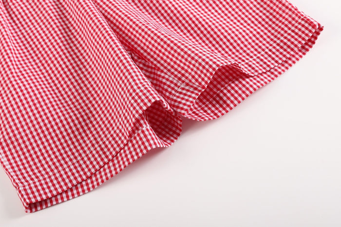 Blue Crab Shirt and Red Gingham Shorts Set - Lil Cactus