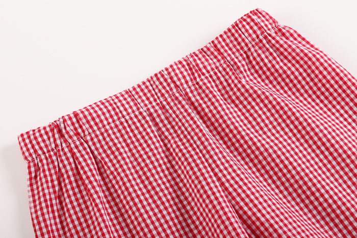 Blue Crab Shirt and Red Gingham Shorts Set - Lil Cactus