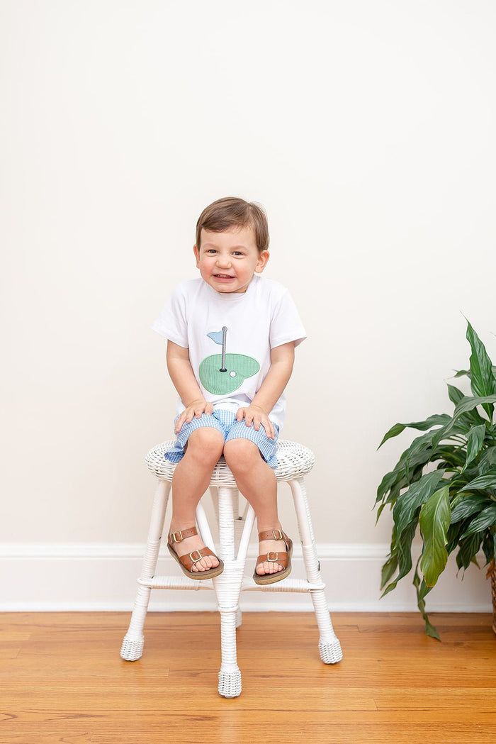 Blue Gingham Golf Hole Shirt and Boy Shorts Set - Lil Cactus