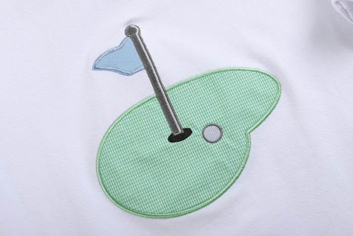 Blue Gingham Golf Hole Shirt and Boy Shorts Set - Lil Cactus