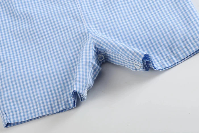 Blue Gingham Golf Hole Shortall - Lil Cactus