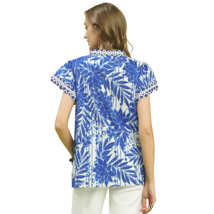 Blue Lagoon Floral Flutter Top