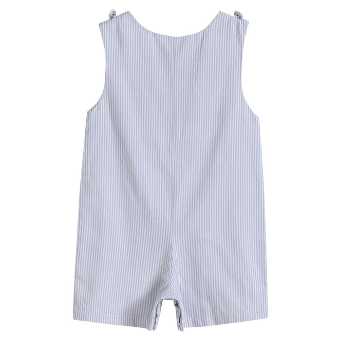 Blue Puppy Appliqué Seersucker Shortalls - Lil Cactus