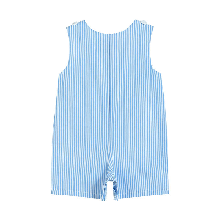 Blue Striped Bunny Train Shortalls - Lil Cactus