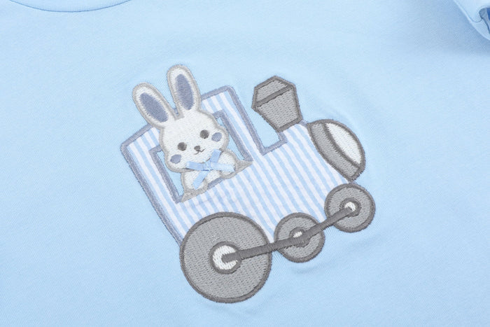 Blue Easter Train T-Shirt and Seersucker Shorts Set - Lil Cactus