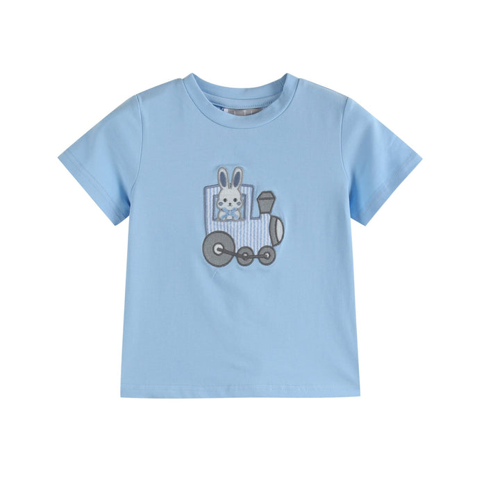 Blue Easter Train T-Shirt and Seersucker Shorts Set - Lil Cactus