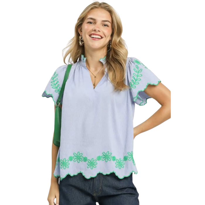 Bluebell Garden Embroidered Top