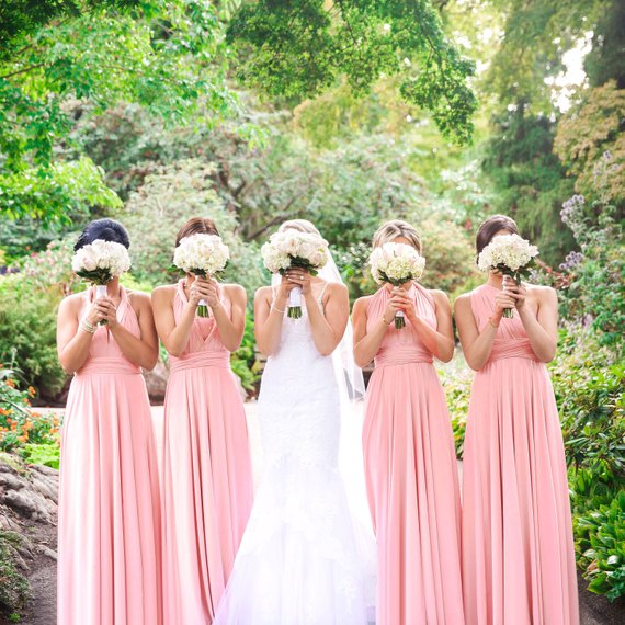 Blush Convertible Bridesmaid Dress 2021 Jersey Infinity Wrap Maxi Dress