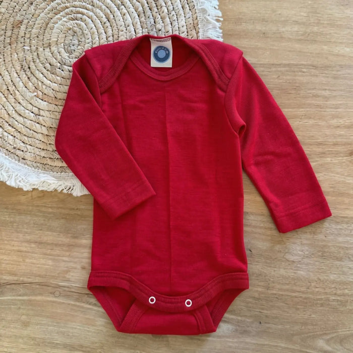 Body à manches longues en laine et soie Cosilana - Rouge