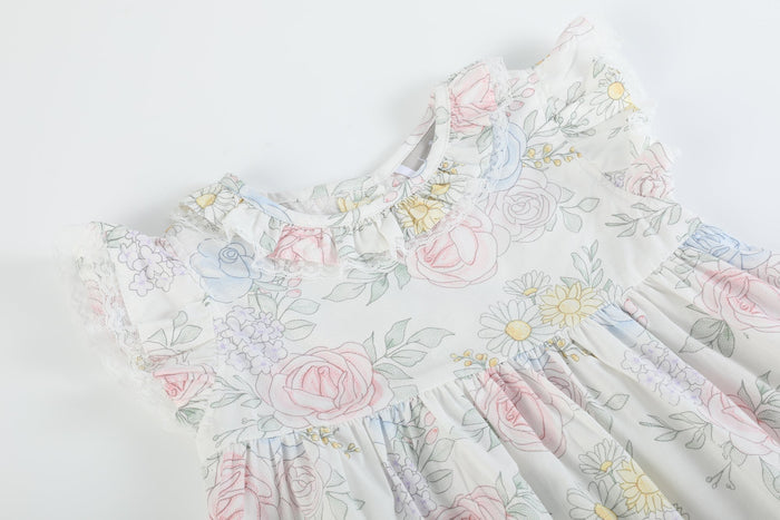 Bouquet Floral Ruffle Dress - Lil Cactus