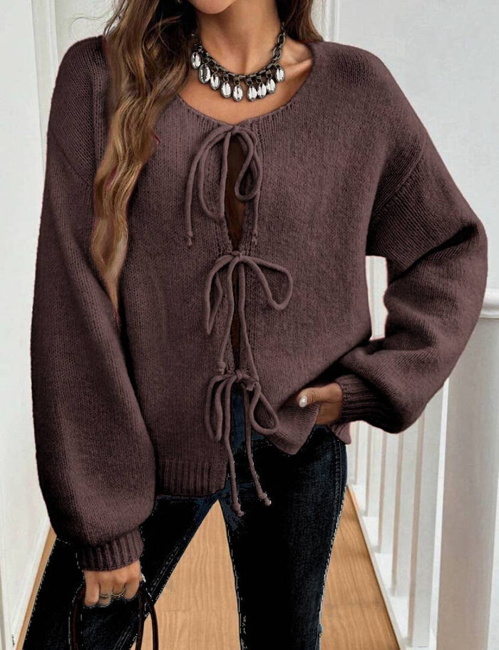 Bow Tie Soft Sweater Jacket