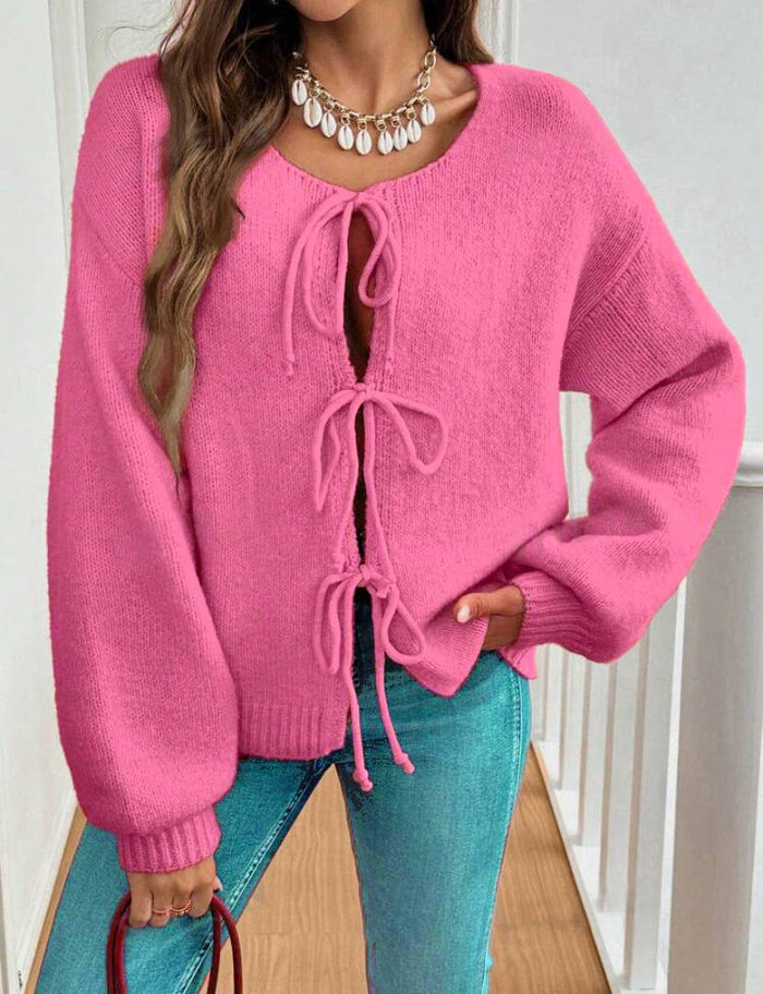 Bow Tie Soft Sweater Jacket