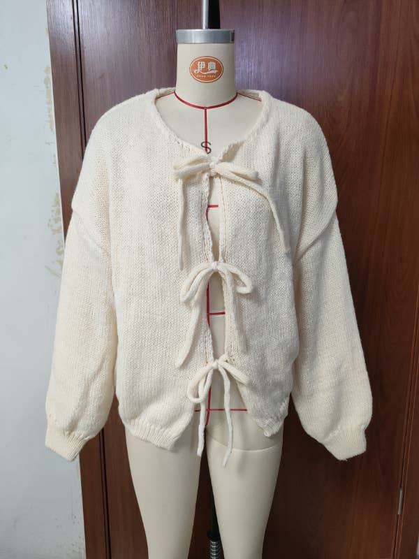Bow Tie Soft Sweater Jacket