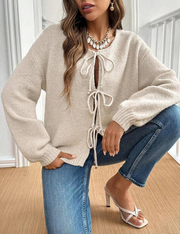Bow Tie Soft Sweater Jacket