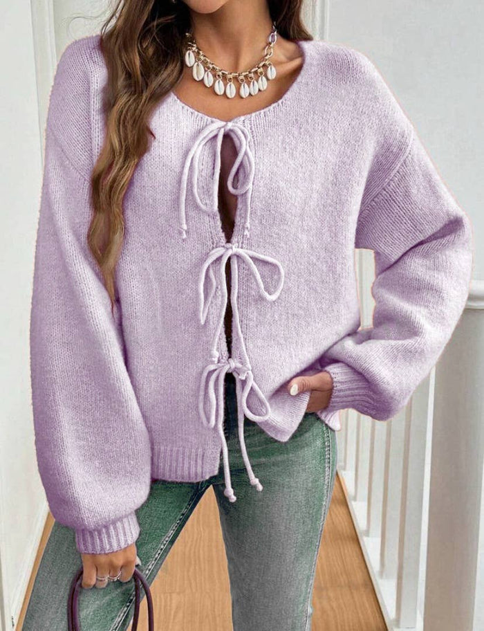 Bow Tie Soft Sweater Jacket