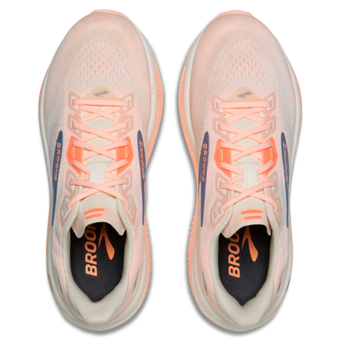 Brooks Women's Ghost 18 Wide Fitting (D) Running Shoes in Star White/Cyber Peach/Grey AW26