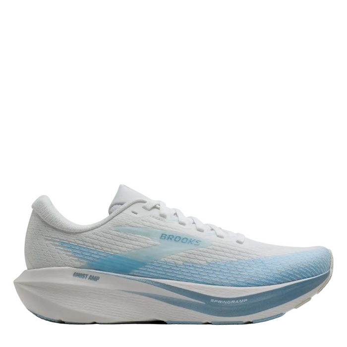 Brooks Women's Ghost Amp Running Shoes in White/Blue/Metallic AW26