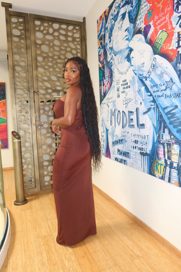 Brown sculpt dress