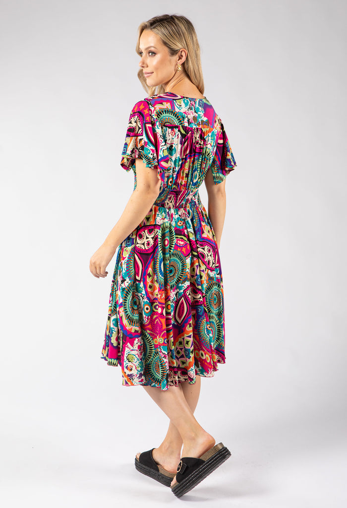 Button Front Abstract Dress