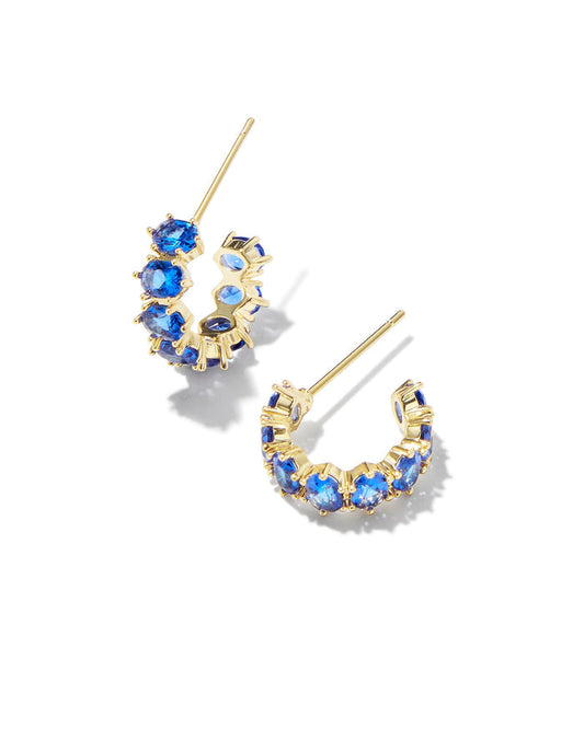 Cailin Crystal Huggie Gold Cobalt Blue Crystal