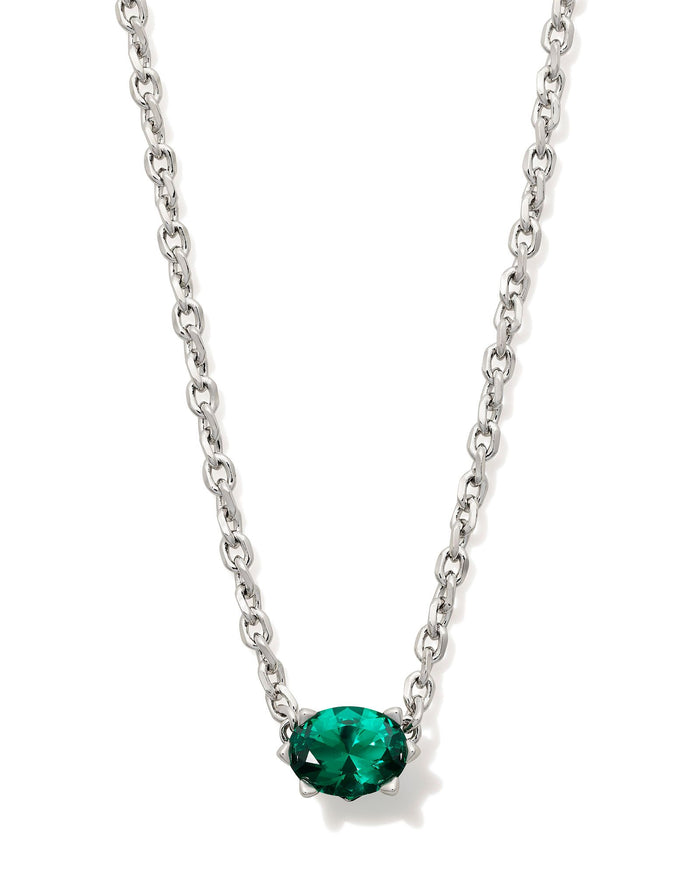 Cailin Gold Pendant Necklace in Silver Green Crystal