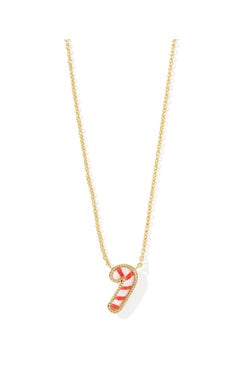 Candy Cane Short Pendant Necklace in Gold Ivory Mother of Pearl