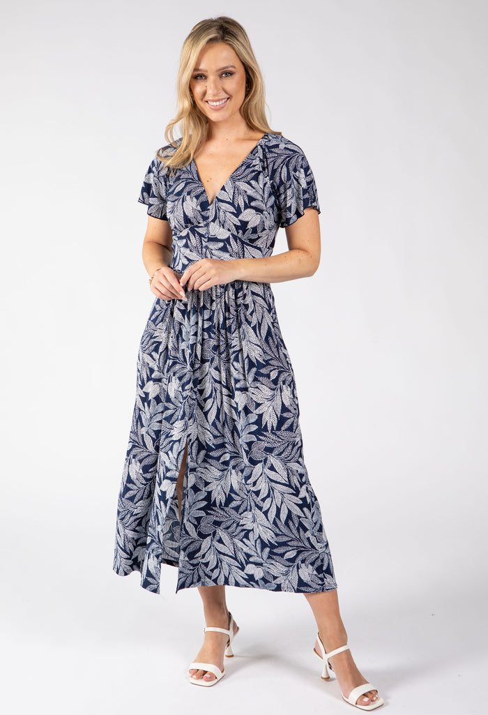 Canon Leaf Print Midi Dress