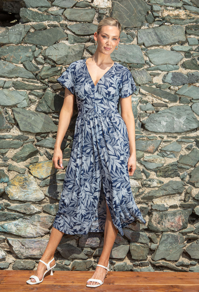 Canon Leaf Print Midi Dress