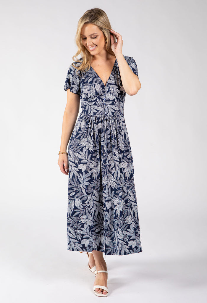 Canon Leaf Print Midi Dress