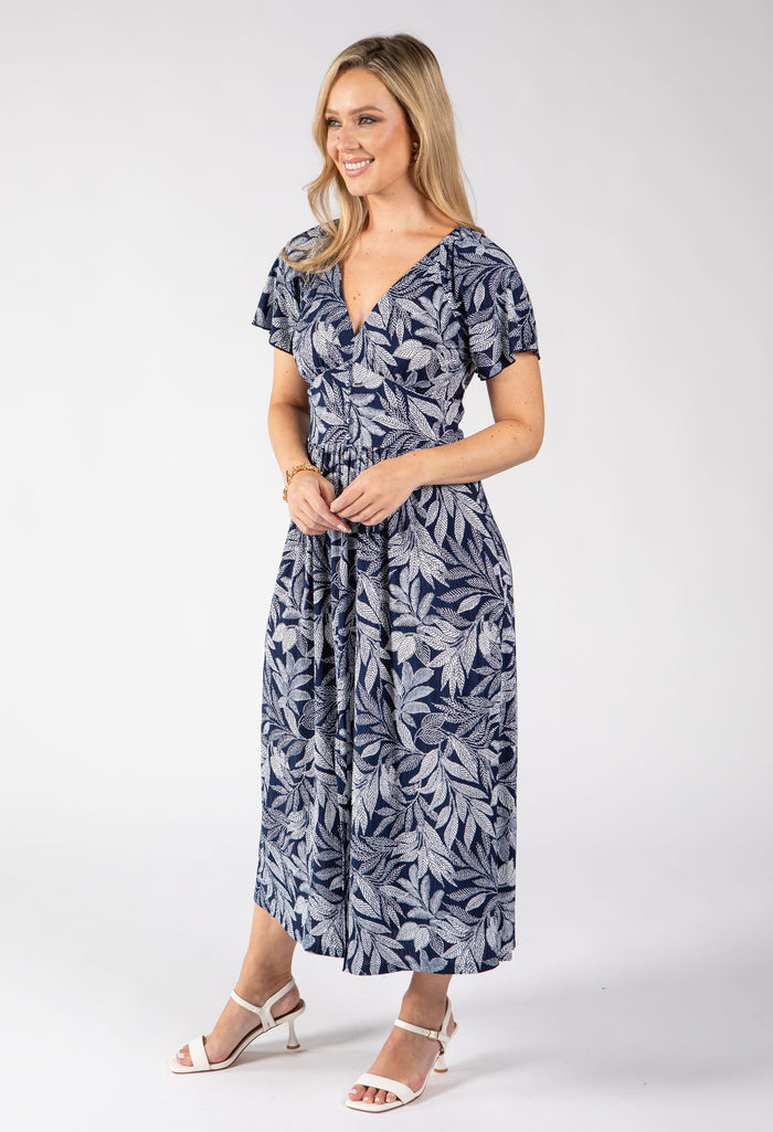Canon Leaf Print Midi Dress