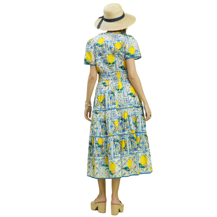 Capri Lemon Tile Midi Dress