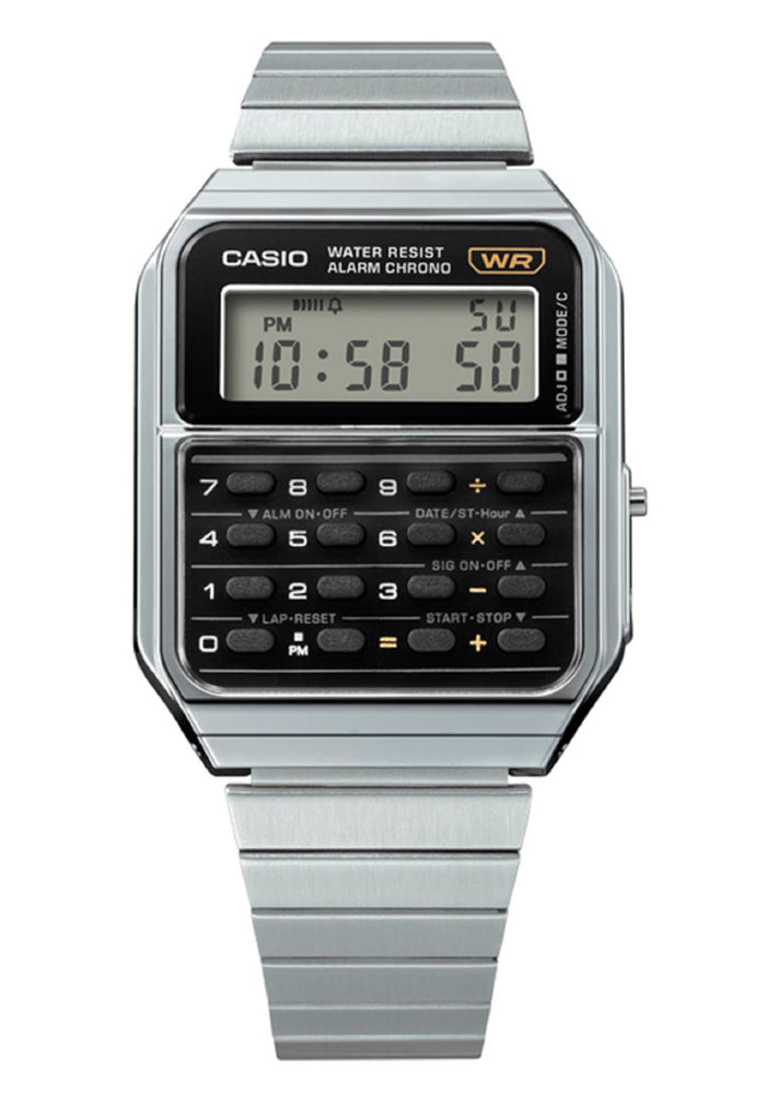 Casio CA-500WE-1A Digital Calculator Stainless Steel Strap Watch-Watch Portal Philippines