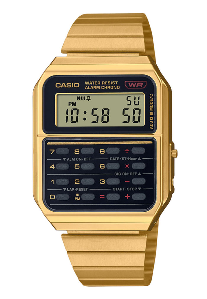 Casio CA-500WEG-1A Digital Calculator Stainless Steel Strap Watch-Watch Portal Philippines
