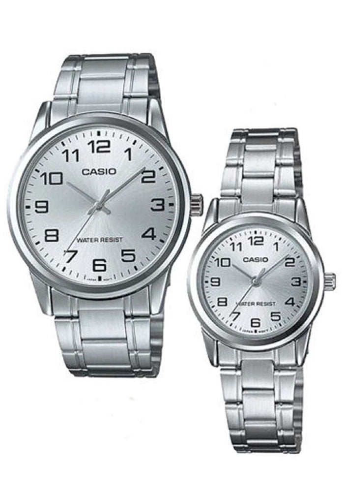 Casio Couple Watch COUPLE-V001D-7B Analog Stainless Steel Strap Watch-Watch Portal Philippines