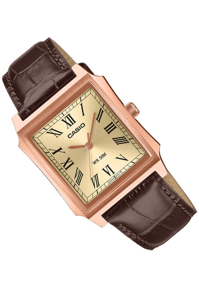 Casio MTP-B190RGL-9BVDF Tank Style Leather Strap Analog Watch for Men-Watch Portal Philippines