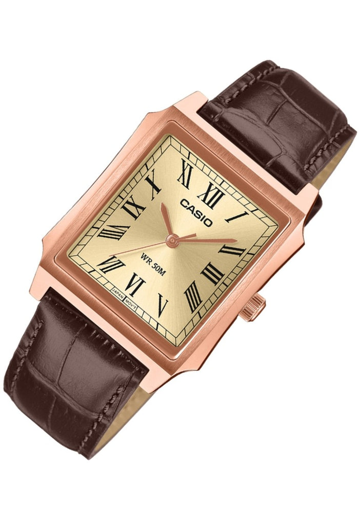 Casio MTP-B190RGL-9BVDF Tank Style Leather Strap Analog Watch for Men-Watch Portal Philippines