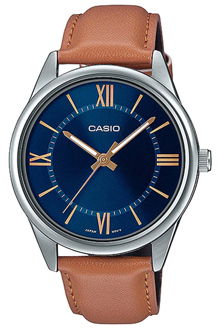 Casio MTP-V005L-2B5 Brown Leather Strap Watch for Men-Watch Portal Philippines