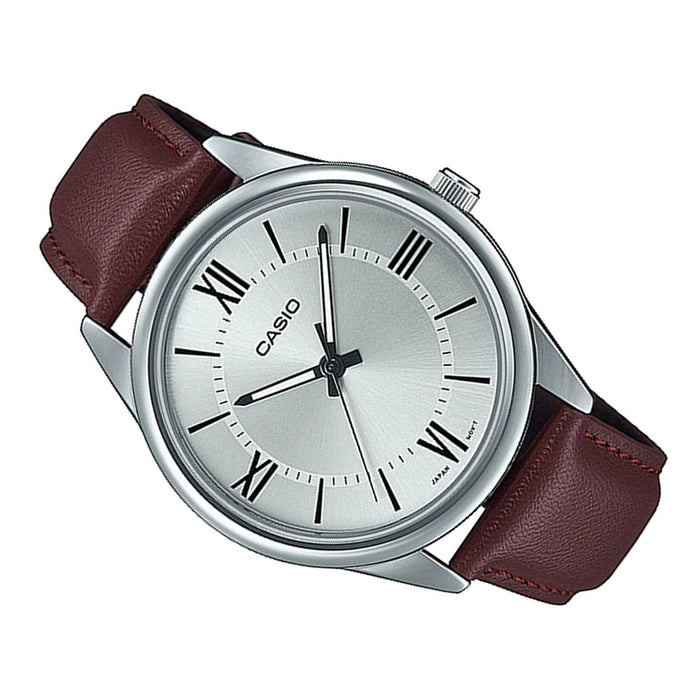 Casio MTP-V005L-7B5 Brown Leather Strap Watch for Men-Watch Portal Philippines