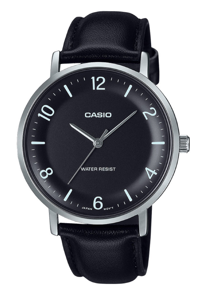 Casio MTP-VT03L-1B Analog Leather Band Watch For Men-Watch Portal Philippines