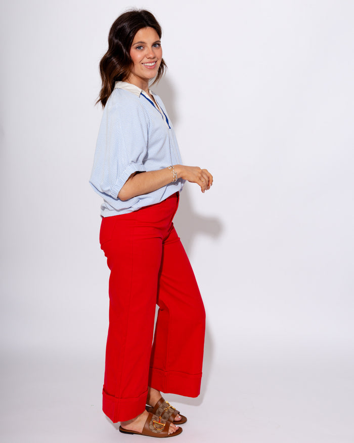 Casual Chic V-Neck Dolman in Blue