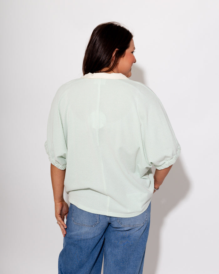 Casual Chic V-Neck Dolman in Green