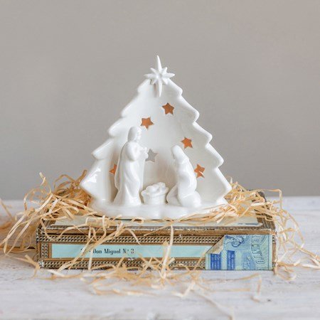 Ceramic Holy Family Tea Light Holder
