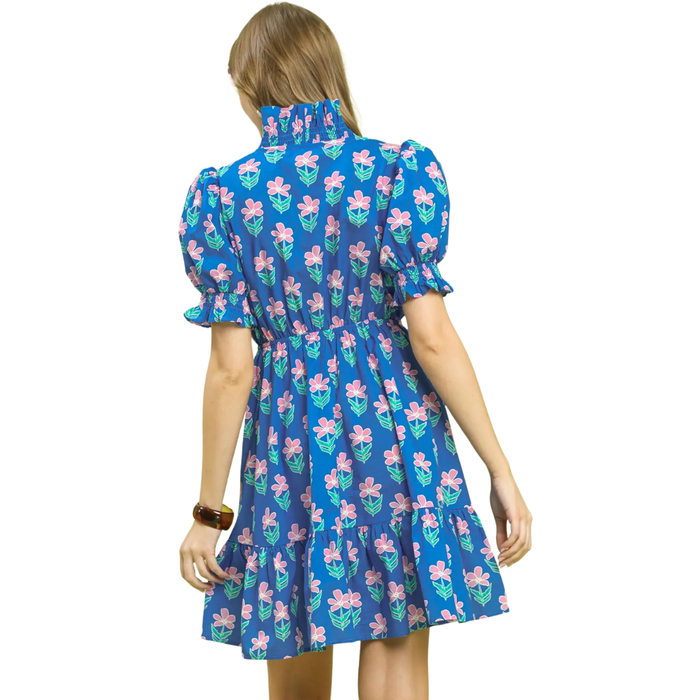 Cerulean Garden Ruffle Dress