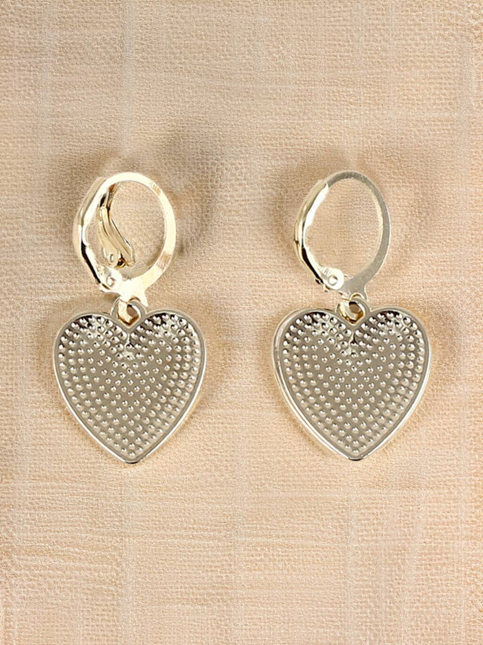 Checkered Heart Shape Hoop Dangle Earrings