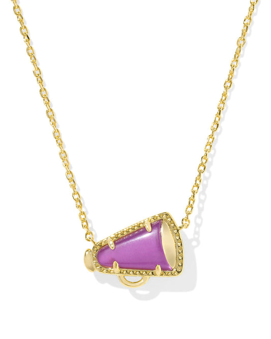 Cheer Short Pendant Necklace in Gold Purple Mother of Pearl